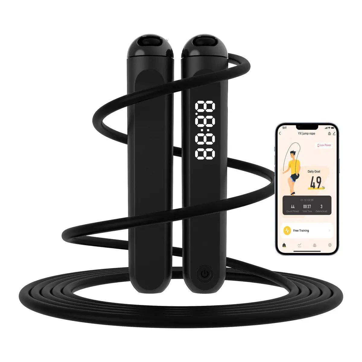 wigore Smart Jump Rope with App & Counter, Adjustable PVC Speed Rope 2.5m (8.2ft) | Fitness Gifts for Adults - main product image