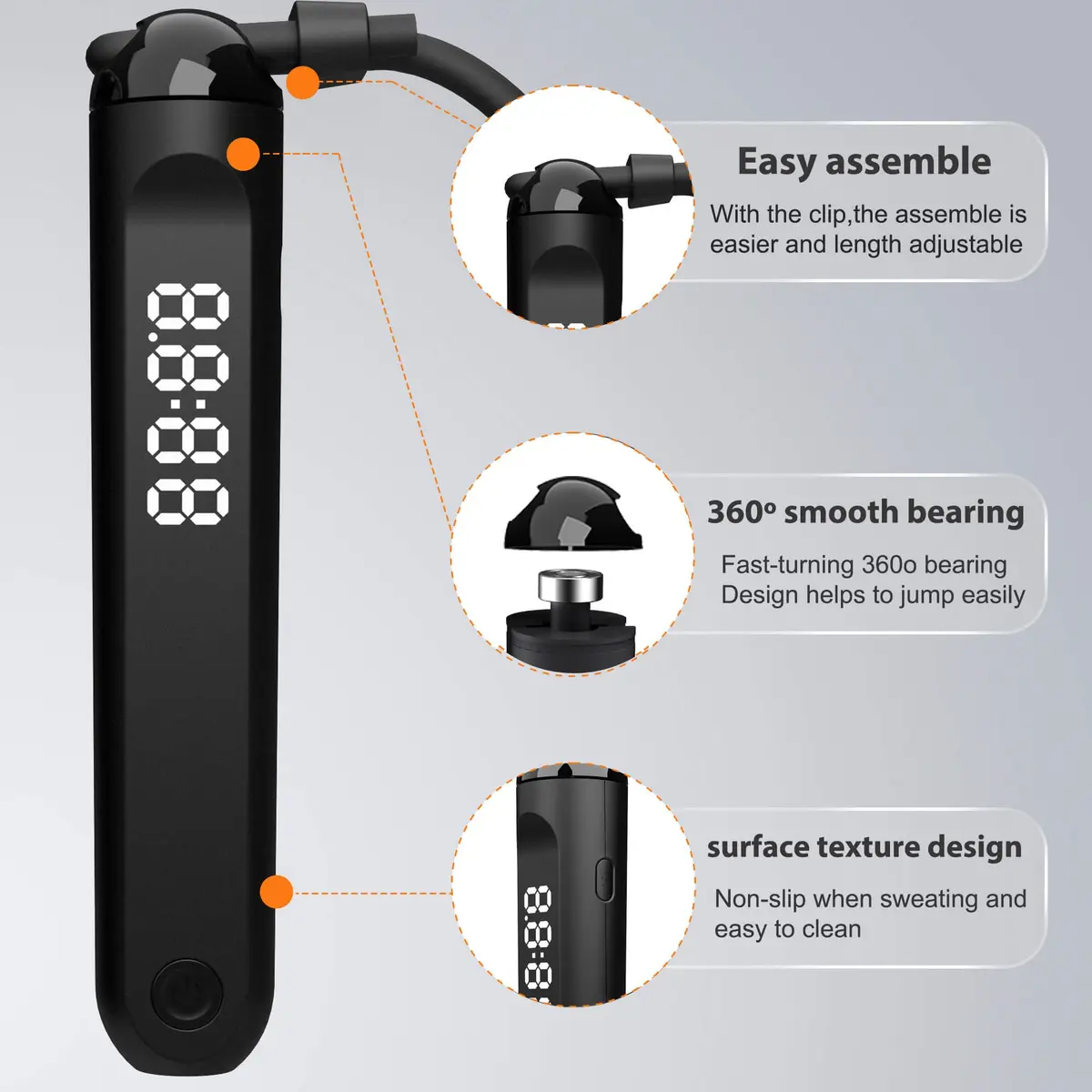 wigore Smart Jump Rope with App & Counter, Adjustable PVC Speed Rope 2.5m (8.2ft) | Fitness Gifts for Adults - view 5