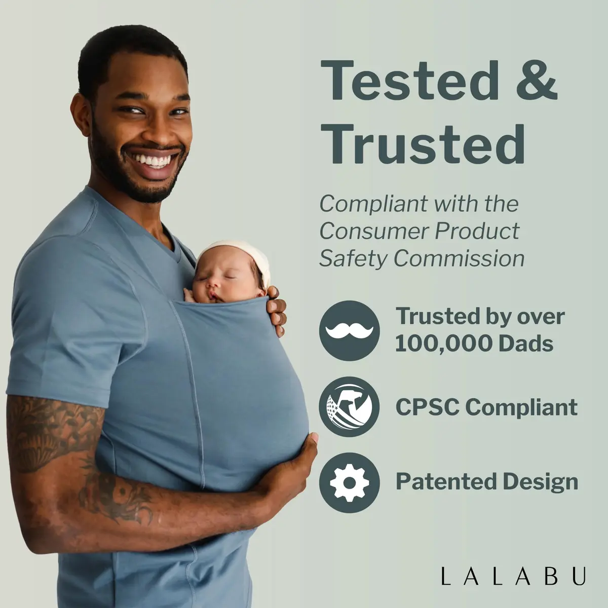 Lalabu The Dad Shirt | Hands-Free Baby Carrier for Dads - Gray - XL | CPSC Tested & Approved - view 4