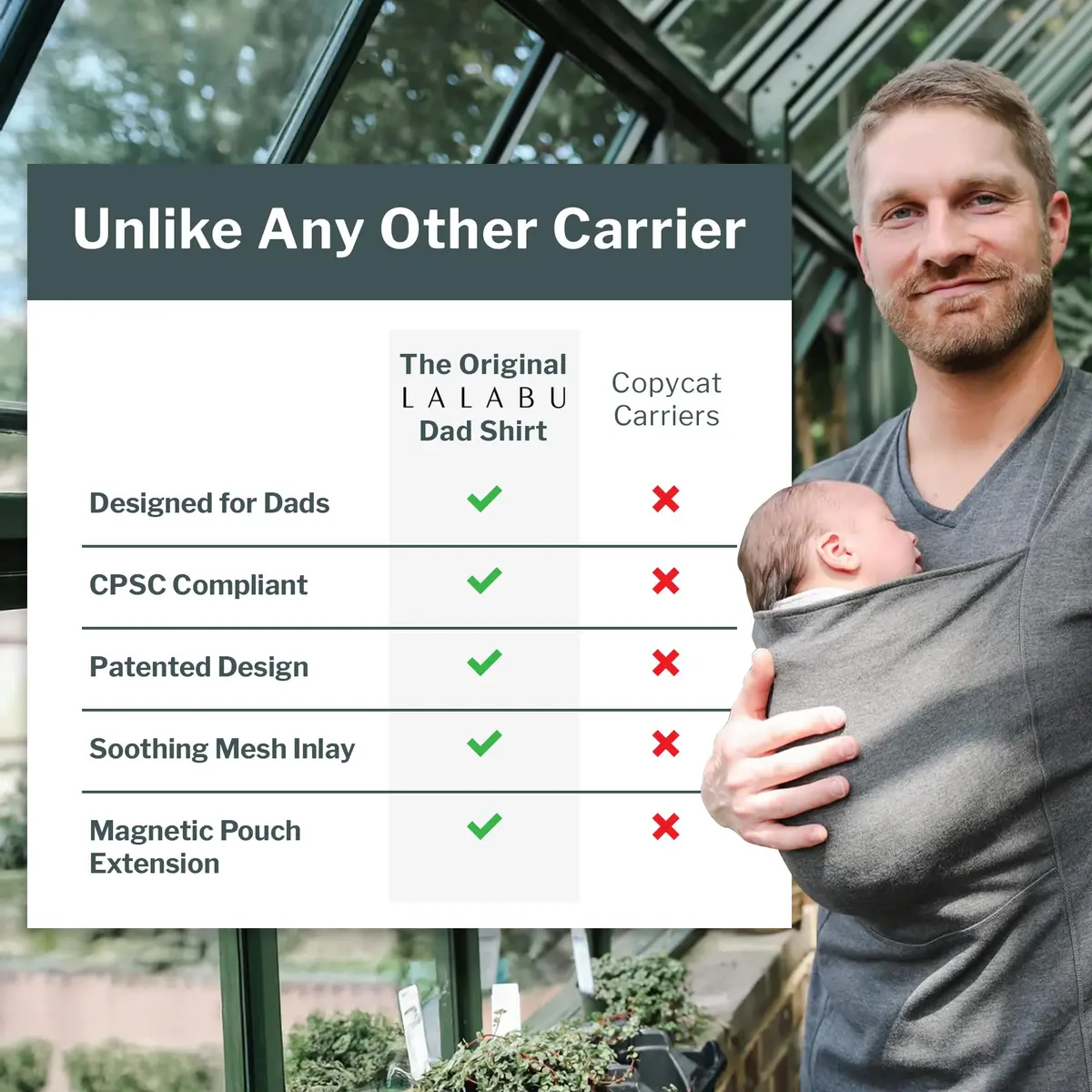Lalabu The Dad Shirt | Hands-Free Baby Carrier for Dads - Gray - XL | CPSC Tested & Approved - view 5