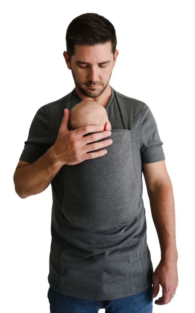 Lalabu The Dad Shirt | Hands-Free Baby Carrier for Dads - Gray - XL | CPSC Tested & Approved - main product image