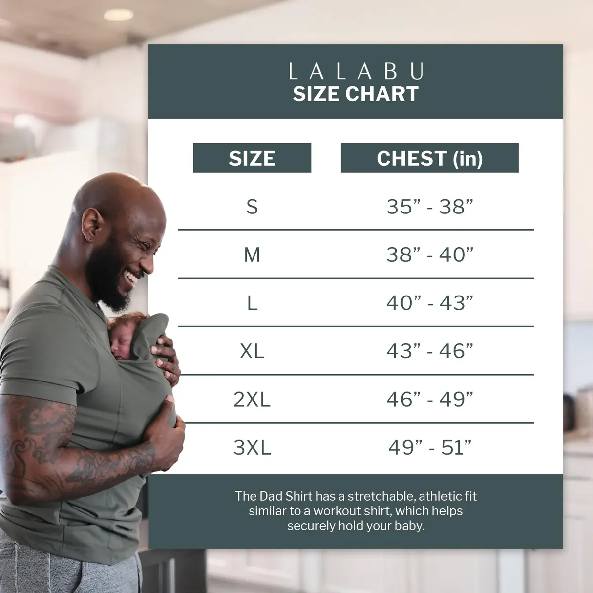 Lalabu The Dad Shirt | Hands-Free Baby Carrier for Dads - Gray - XL | CPSC Tested & Approved - view 7