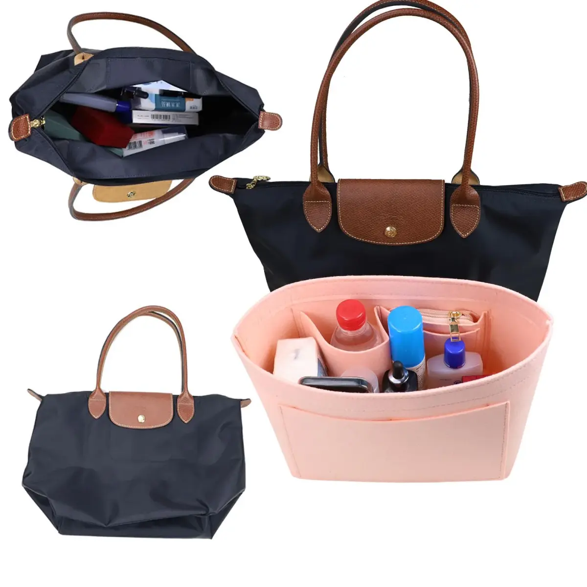 Lckaey Felt Purse Organizer Insert Medium Pink | Structured Bag Organizer for Handbags - view 5