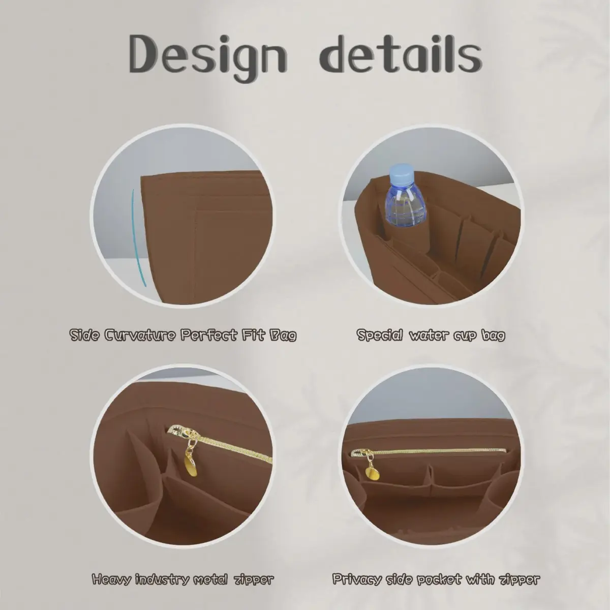 Lckaey Large Blue Felt Purse Organizer Insert for Le Pliage Handbags | 27.9 cm (11.02") Width - view 3
