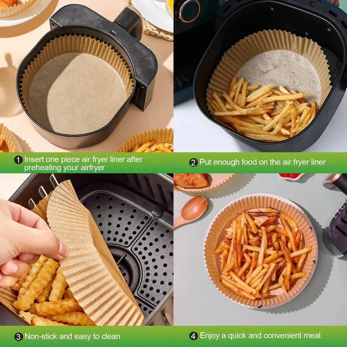 ctizne Disposable Air Fryer Liners 6.5In | Non-Stick, 125 pcs for 3-5 Qt Basket - view 4