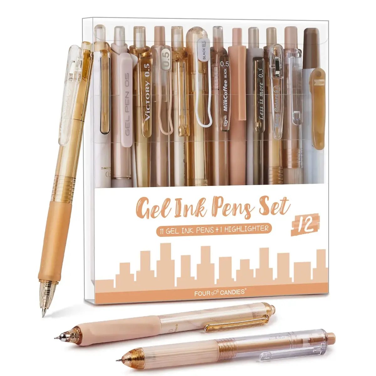 Four Candies Black Gel Ink Pens 0.5mm Fine Point | Smooth Writing for Students & Professionals - main product image