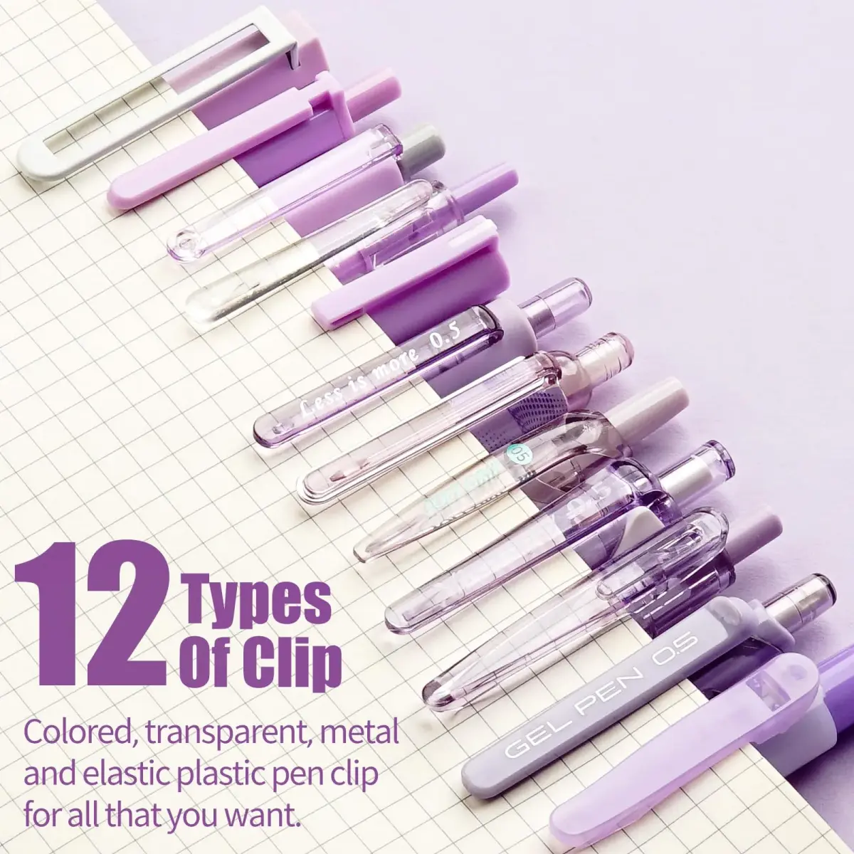 Four Candies Purple Pens, Black Gel Ink, Lavender Series 12ct | Smooth Writing Instrument - view 5