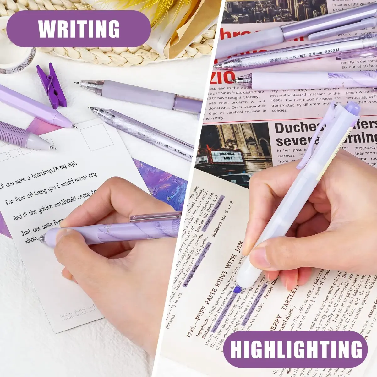 Four Candies Purple Pens, Black Gel Ink, Lavender Series 12ct | Smooth Writing Instrument - view 7