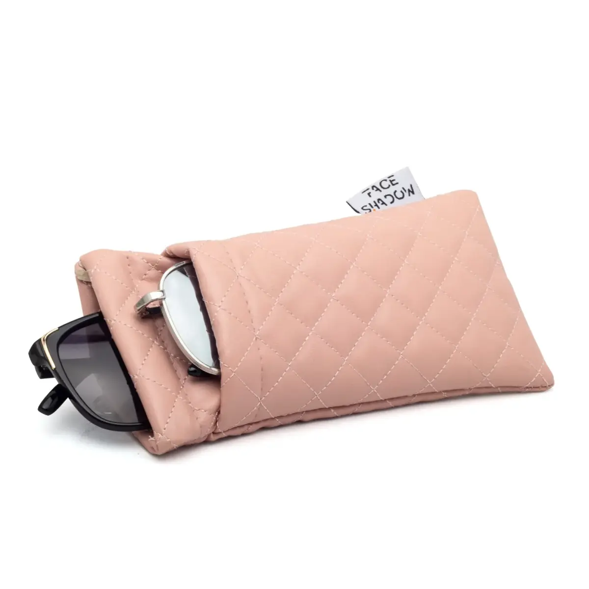 Face Shadow Pu Pink Double Eyeglass Pouch - Holds Two Pairs of Glasses - main product image