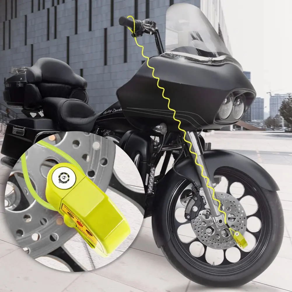 YOHOOLYO Motorcycle Alarm Disc Lock with 110dB Siren & 5ft Reminder Cable, Green | Forged Stainless Steel, Waterproof, Anti-Theft - view 7