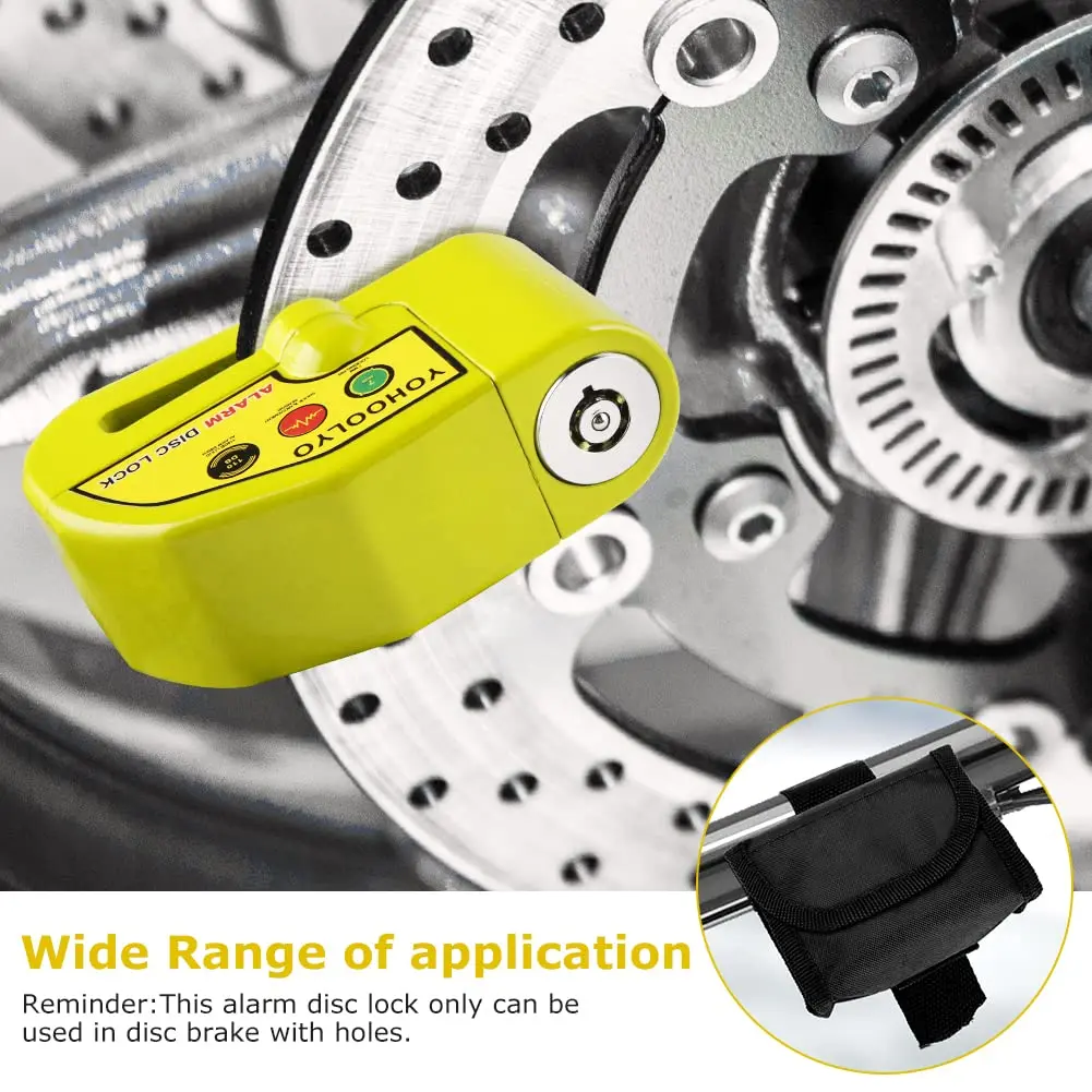 YOHOOLYO Motorcycle Alarm Disc Lock with 110dB Siren & 5ft Reminder Cable, Green | Forged Stainless Steel, Waterproof, Anti-Theft - view 4