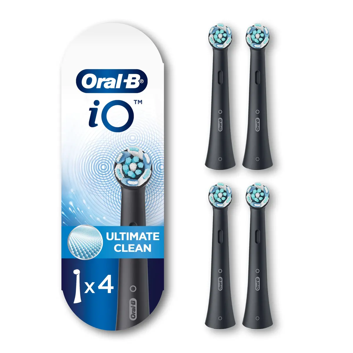 Oral-B iO Series Ultimate Clean Replacement Brush Heads 4 Count (Pack of 1) Black | Superior Plaque Removal - main product image
