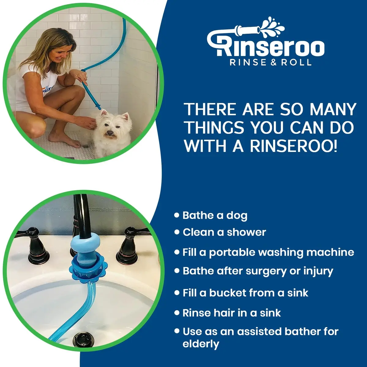 Rinseroo Dog Spot Washer – 6ft Slip-On Shower Hose for Easy Pet Rinsing, Fits Showerheads Up to 4” | Stress-Free Dog Cleaning - view 6