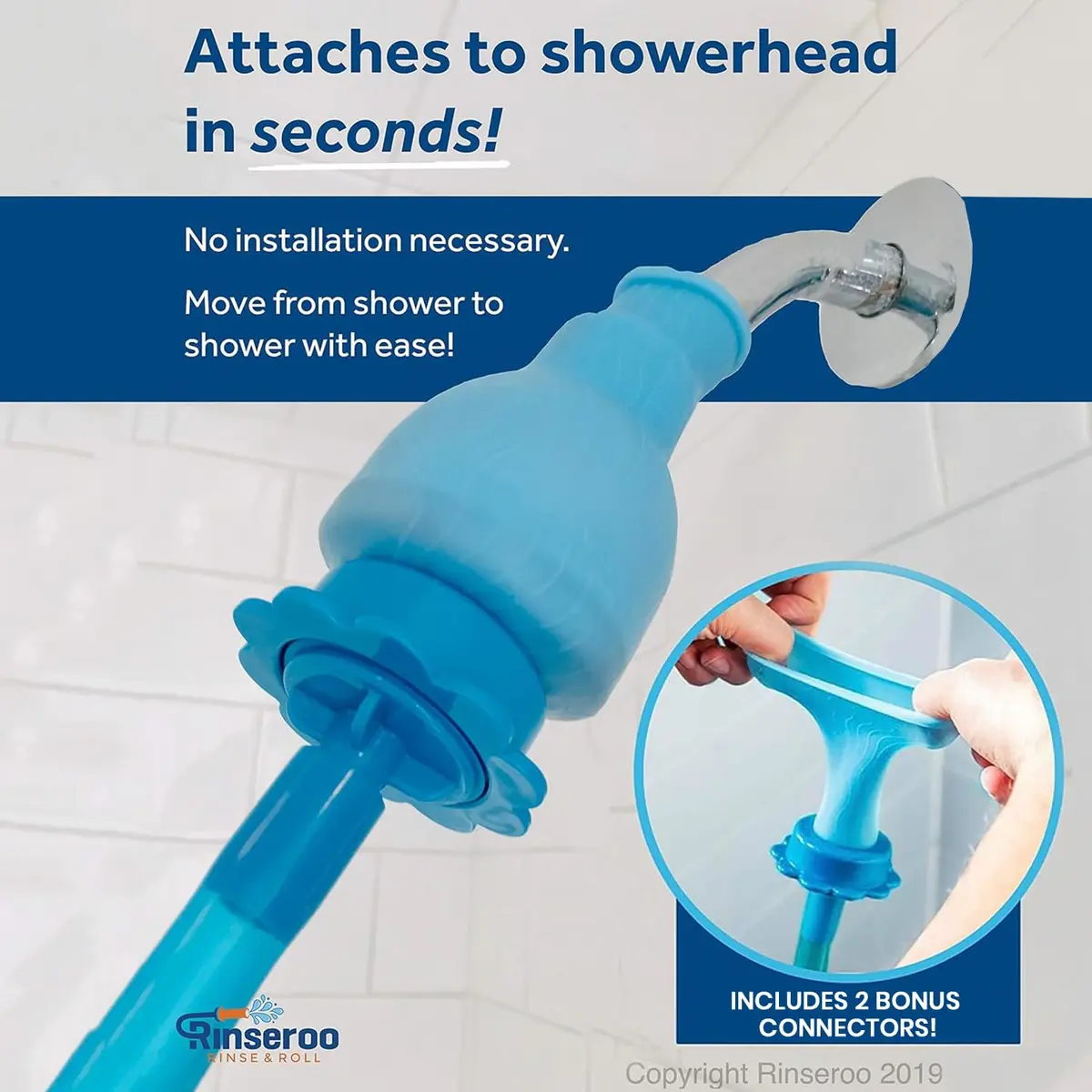 Rinseroo Dog Spot Washer – 6ft Slip-On Shower Hose for Easy Pet Rinsing, Fits Showerheads Up to 4” | Stress-Free Dog Cleaning - view 7
