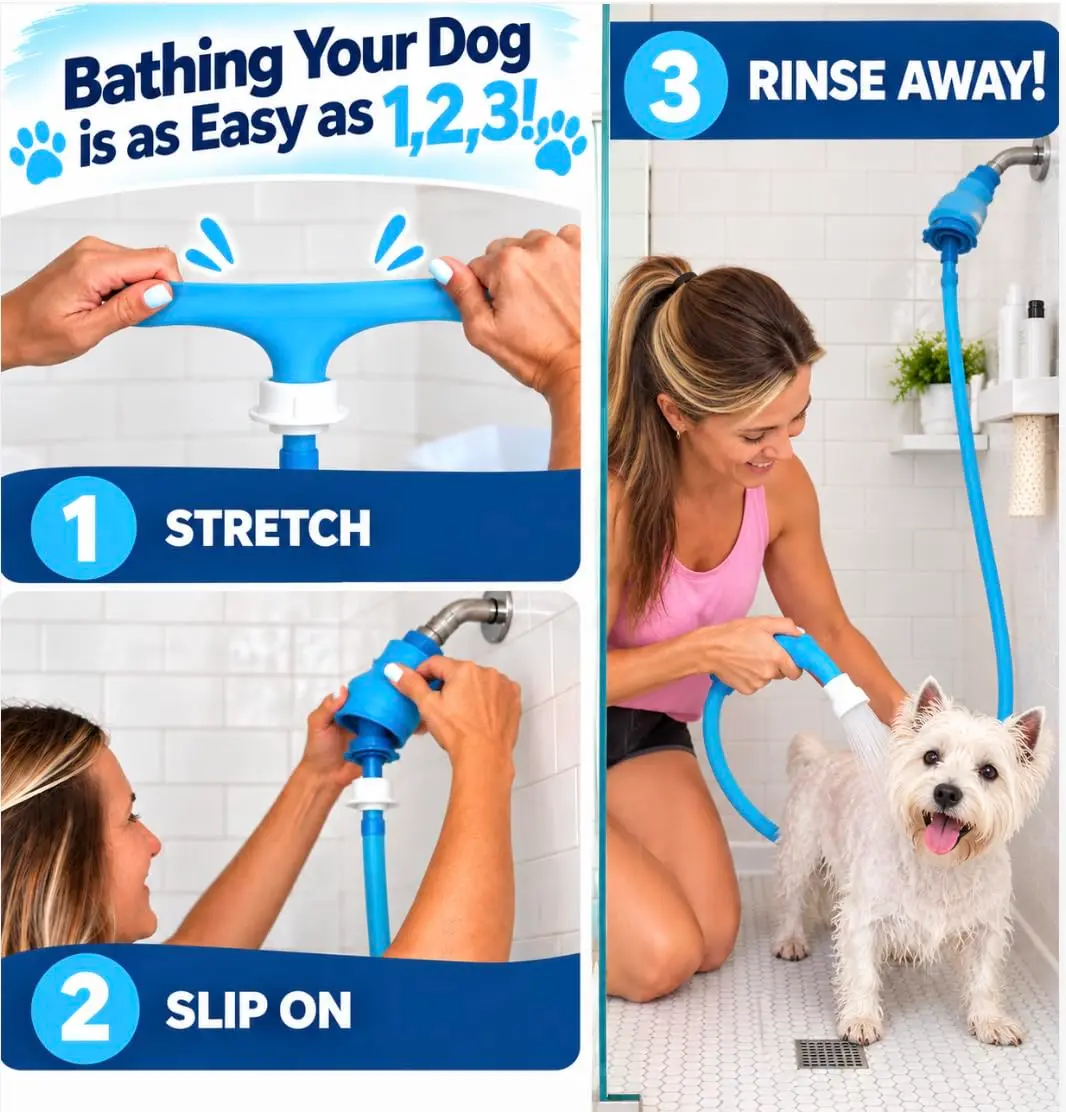 Rinseroo Dog Spot Washer – 6ft Slip-On Shower Hose for Easy Pet Rinsing, Fits Showerheads Up to 4” | Stress-Free Dog Cleaning - view 3