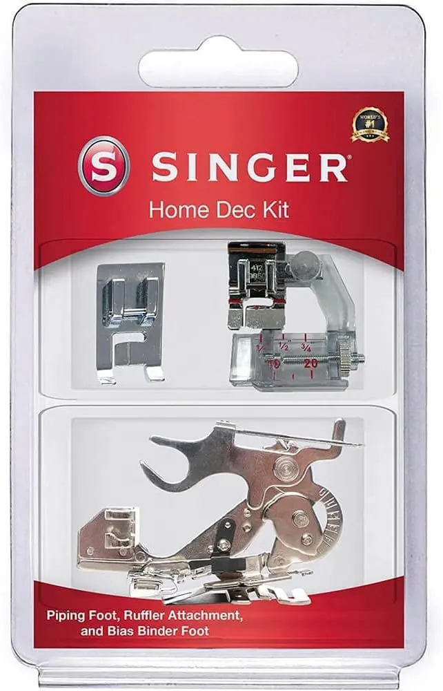 SINGER Home Decor Presser Foot Kit | Compatible with SINGER Sewing Machines | Includes Piping, Bias Binder & Ruffler (0.25kg) - main product image