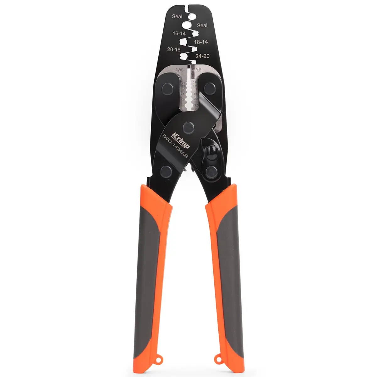 IWISS iCrimp IWC-1424AB Open Barrel & Weather Pack Terminal Crimper AWG24-14 | Built-in Wire Stripper & Cutter - main product image