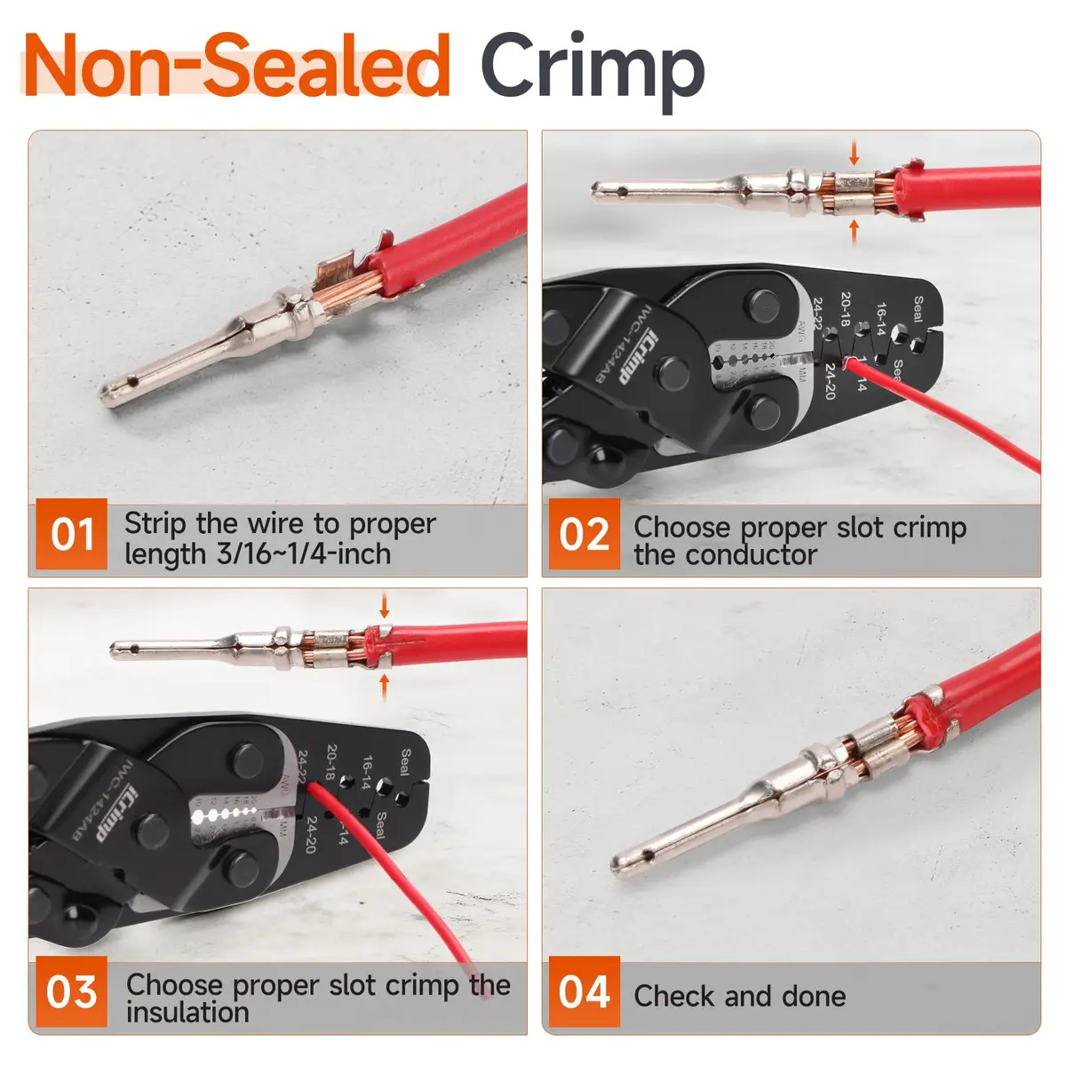 IWISS iCrimp IWC-1424AB Open Barrel & Weather Pack Terminal Crimper AWG24-14 | Built-in Wire Stripper & Cutter - view 7