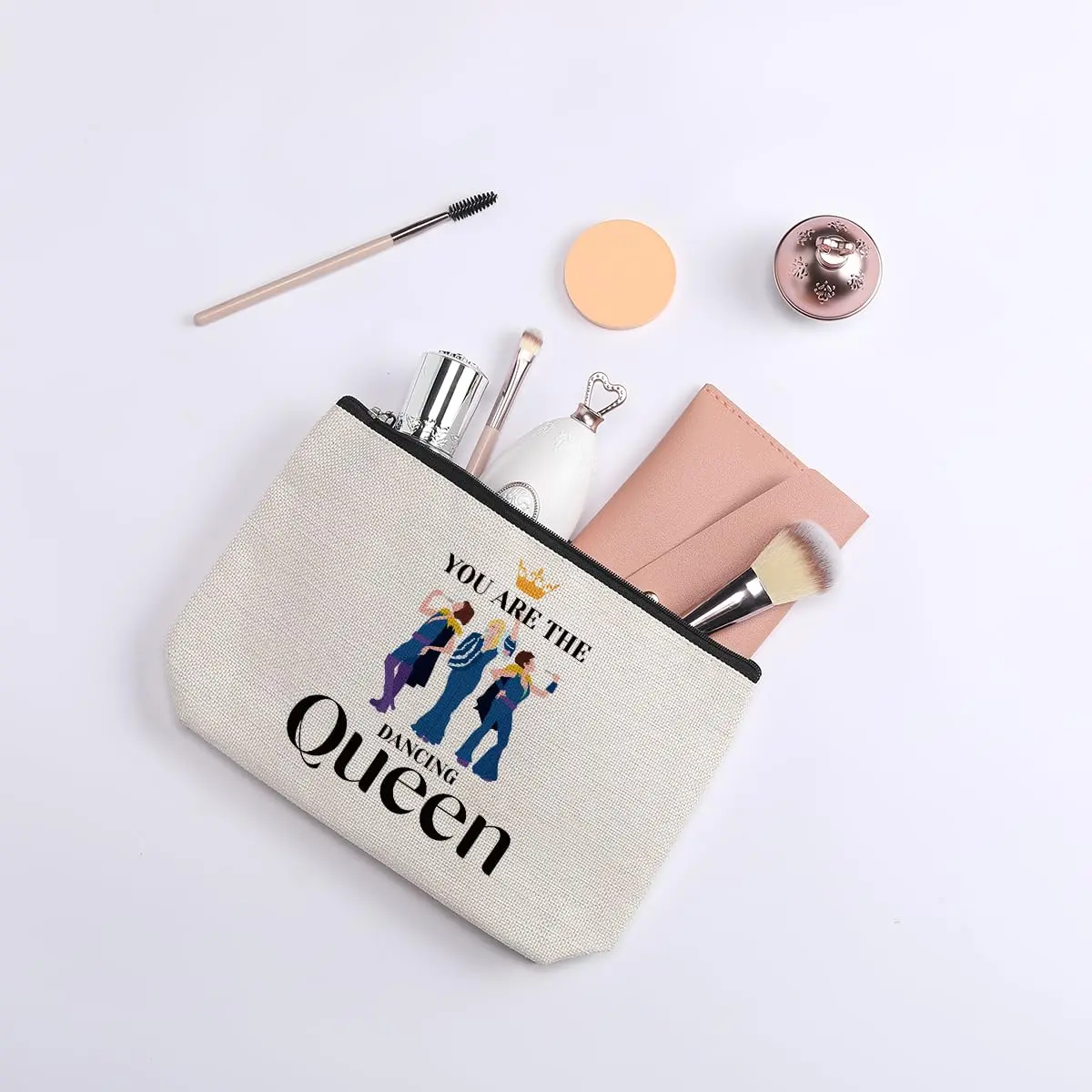 kdxpbpz Mamma Music Makeup Bag | Waterproof Linen Cosmetic Organizer, 9.1"W x 7.1"H | Travel Toiletry Pouch for Women - view 6