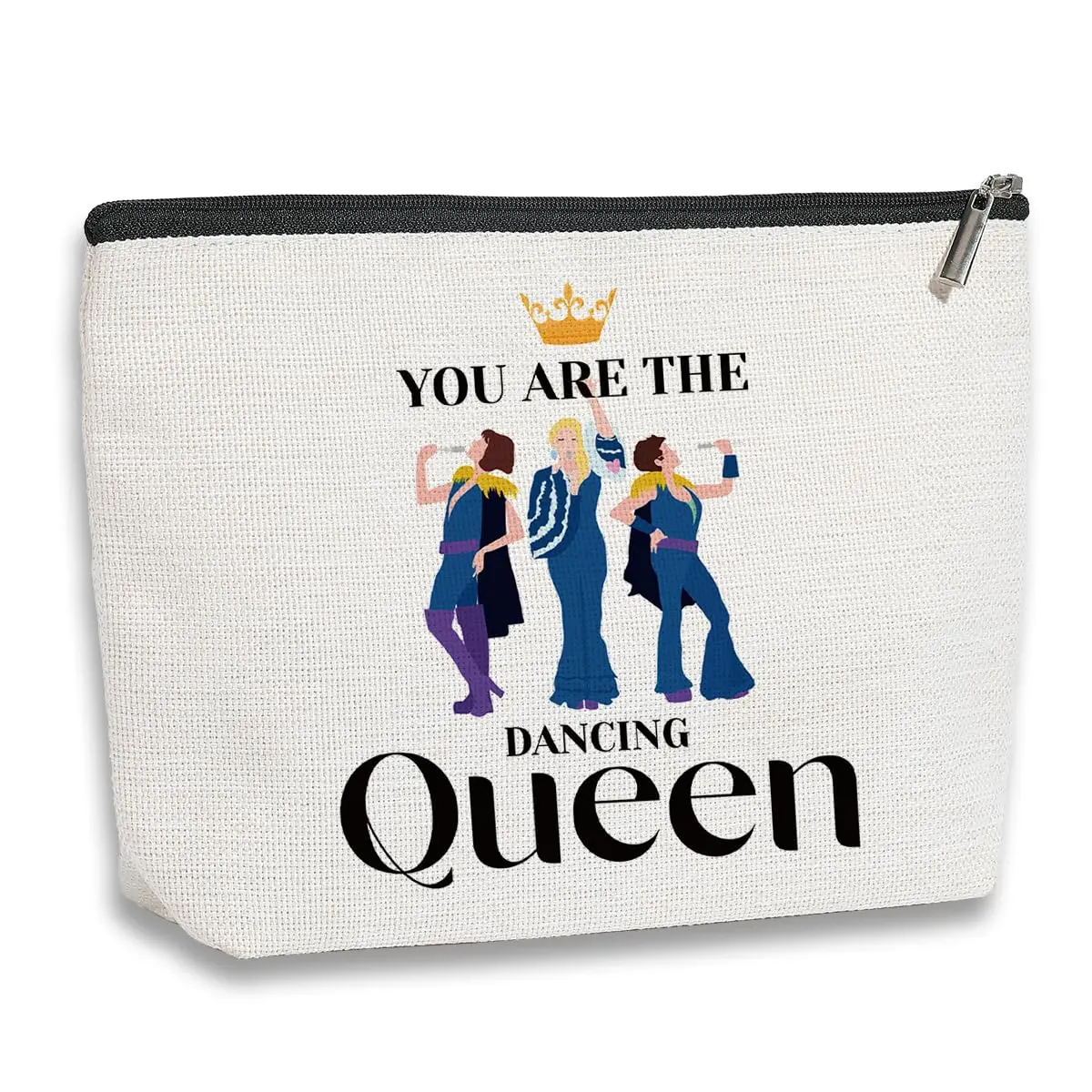 kdxpbpz Mamma Music Makeup Bag | Waterproof Linen Cosmetic Organizer, 9.1"W x 7.1"H | Travel Toiletry Pouch for Women - main product image