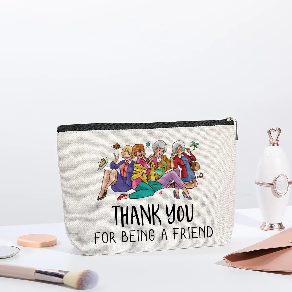kdxpbpz Golden Inspired Makeup Bag 9.1"W x 7.1"H | Travel Toiletry Organizer for Women - view 5