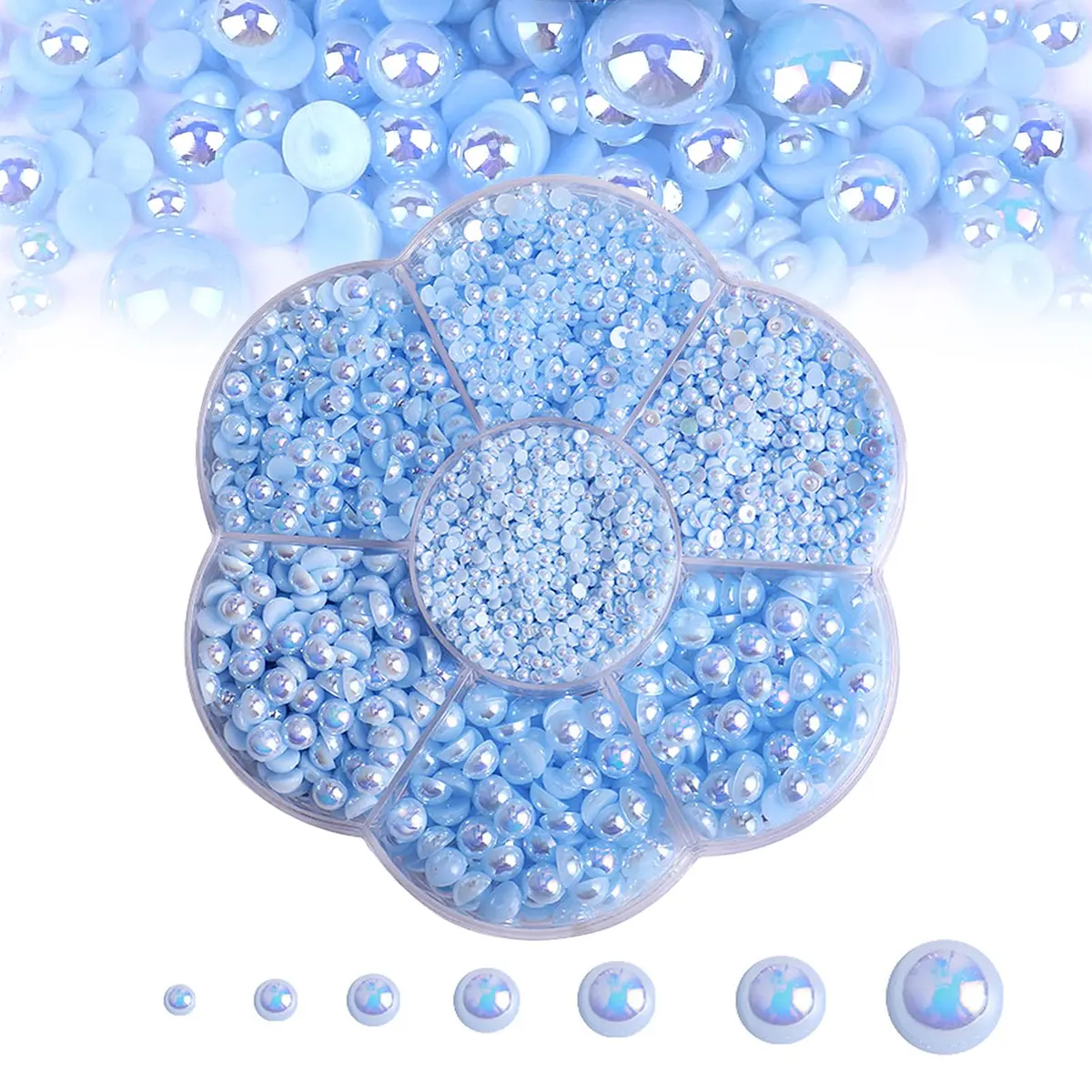 MLGDA Half Round Pearls Flatback Imitation Pearls 7 Sizes | Craft Bead for DIY Jewelry & Crafts - main product image