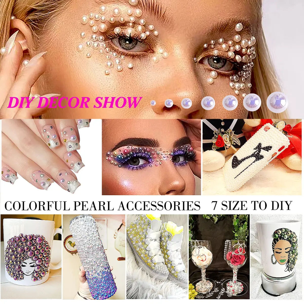 MLGDA Half Round Pearls Flatback Imitation Pearls 7 Sizes | Craft Bead for DIY Jewelry & Crafts - view 5