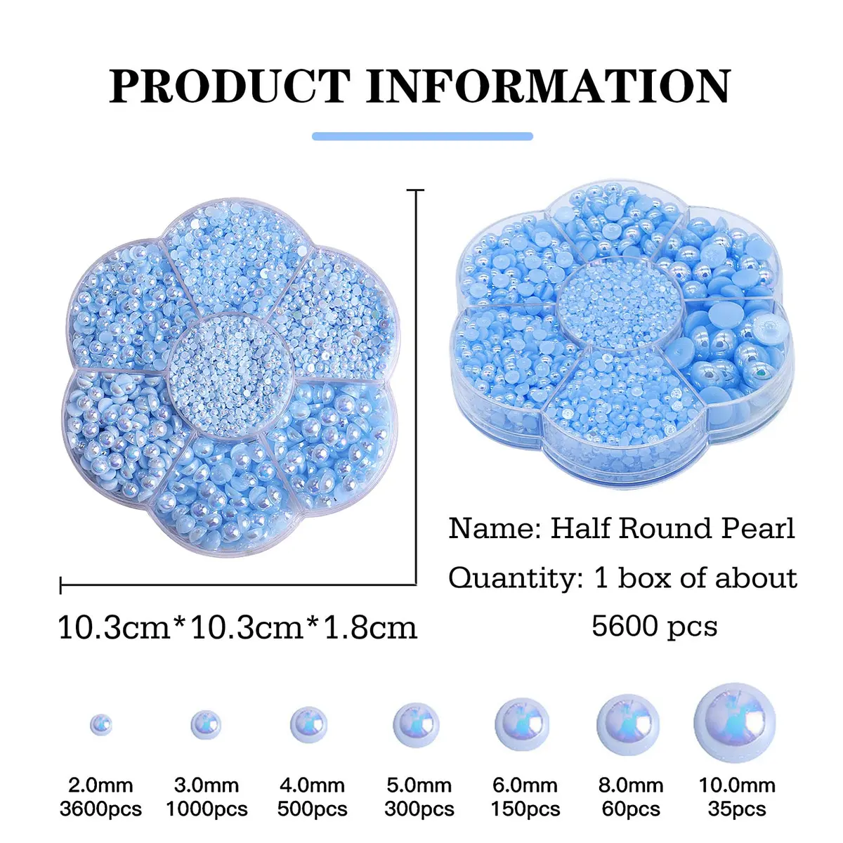 MLGDA Half Round Pearls Flatback Imitation Pearls 7 Sizes | Craft Bead for DIY Jewelry & Crafts - view 3