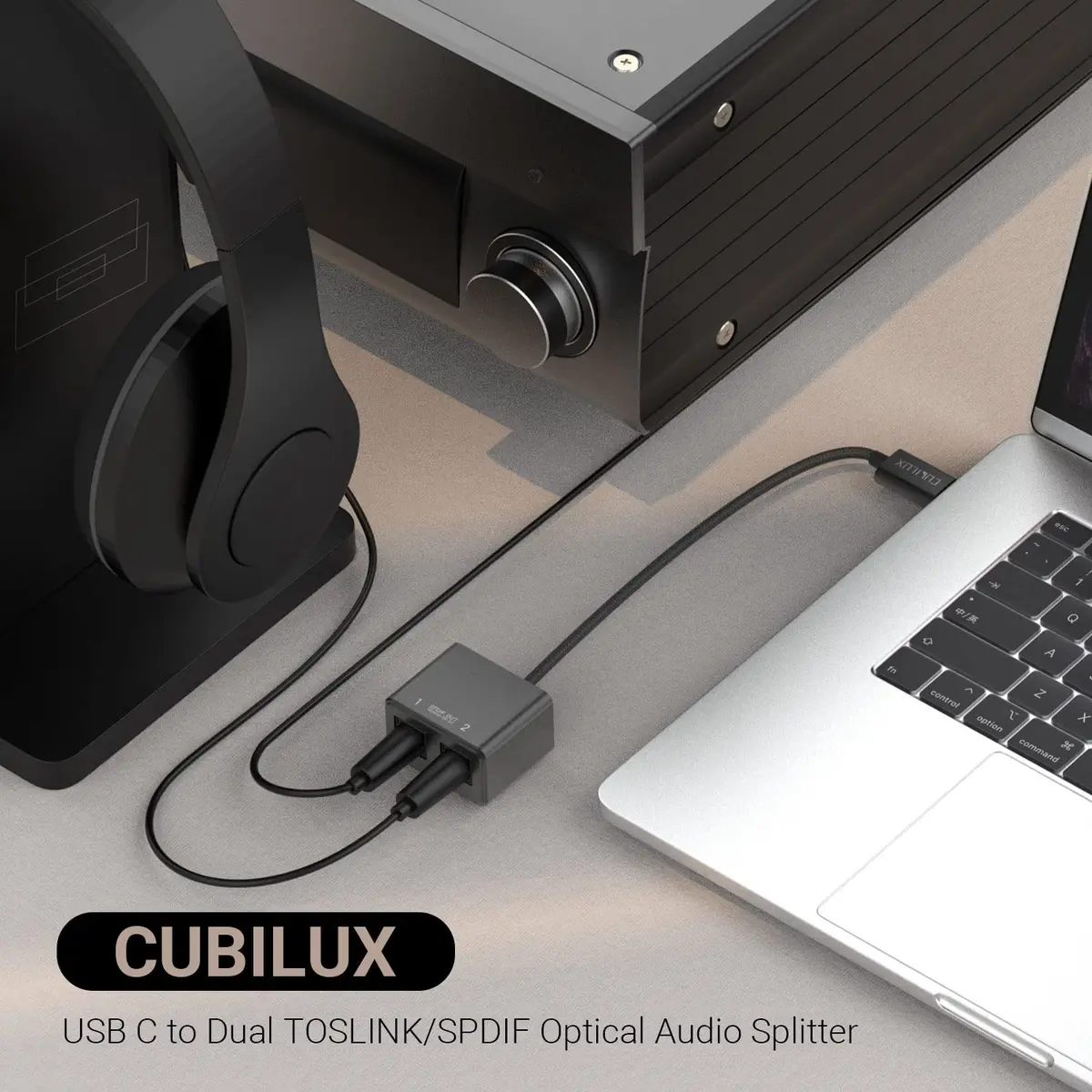 Cubilux USB C to Dual SPDIF Optical Audio Adapter 23cm (8in) | 192KHz/24bit DAC for MacBook, iMac, Laptop - view 3