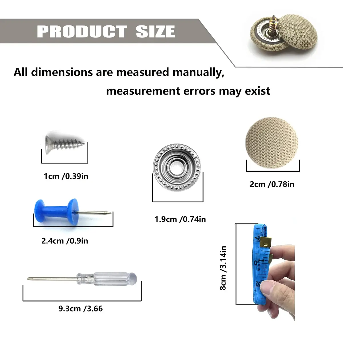 TEMI Car Roof Headliner Repair Kit with Snap Rivets & Installation Tool (60PCS, Beige Grid) - view 2