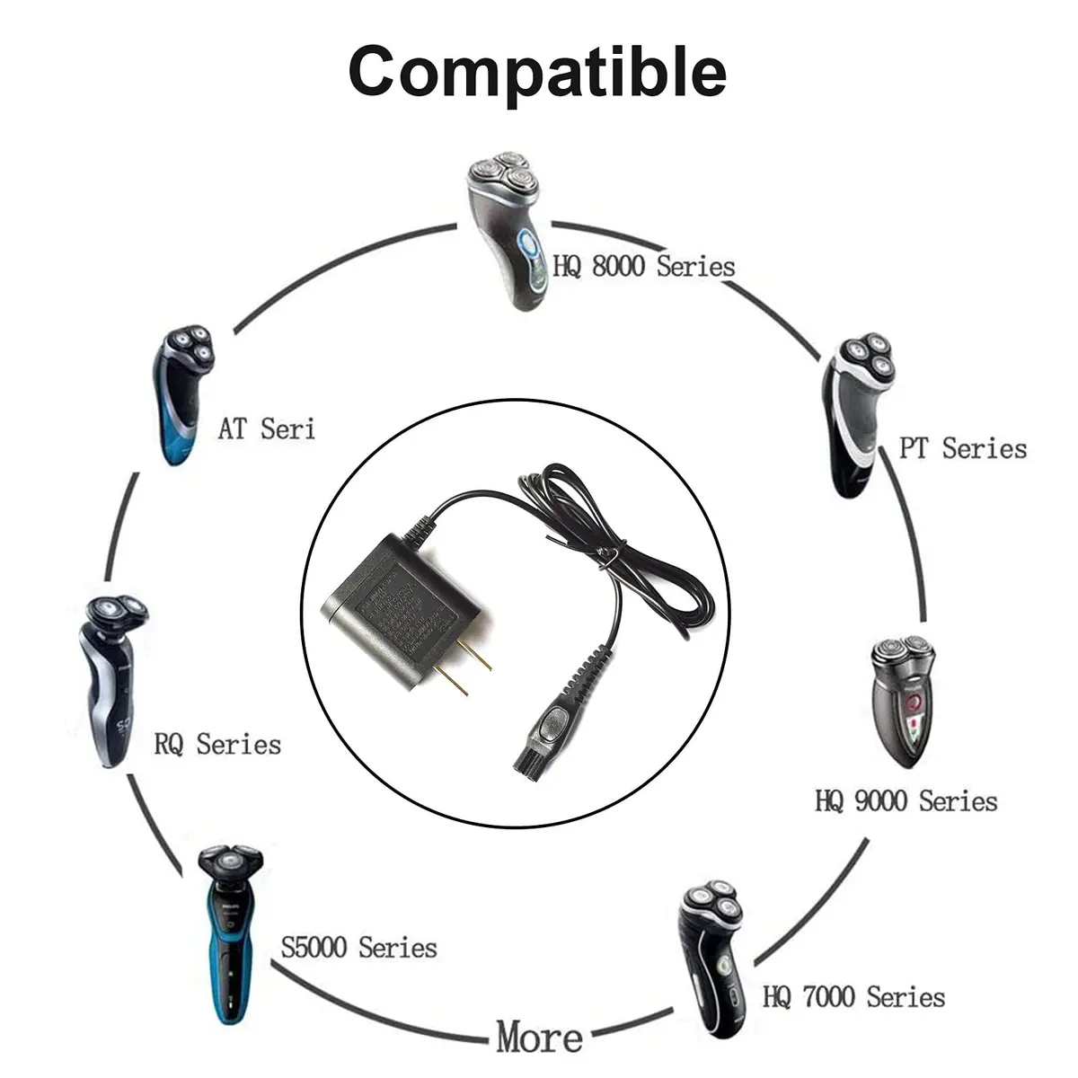 LinMei 15V Shaver Charger Cord 1.37m (4.5ft) | Compatible with Philips Norelco Shavers - view 5
