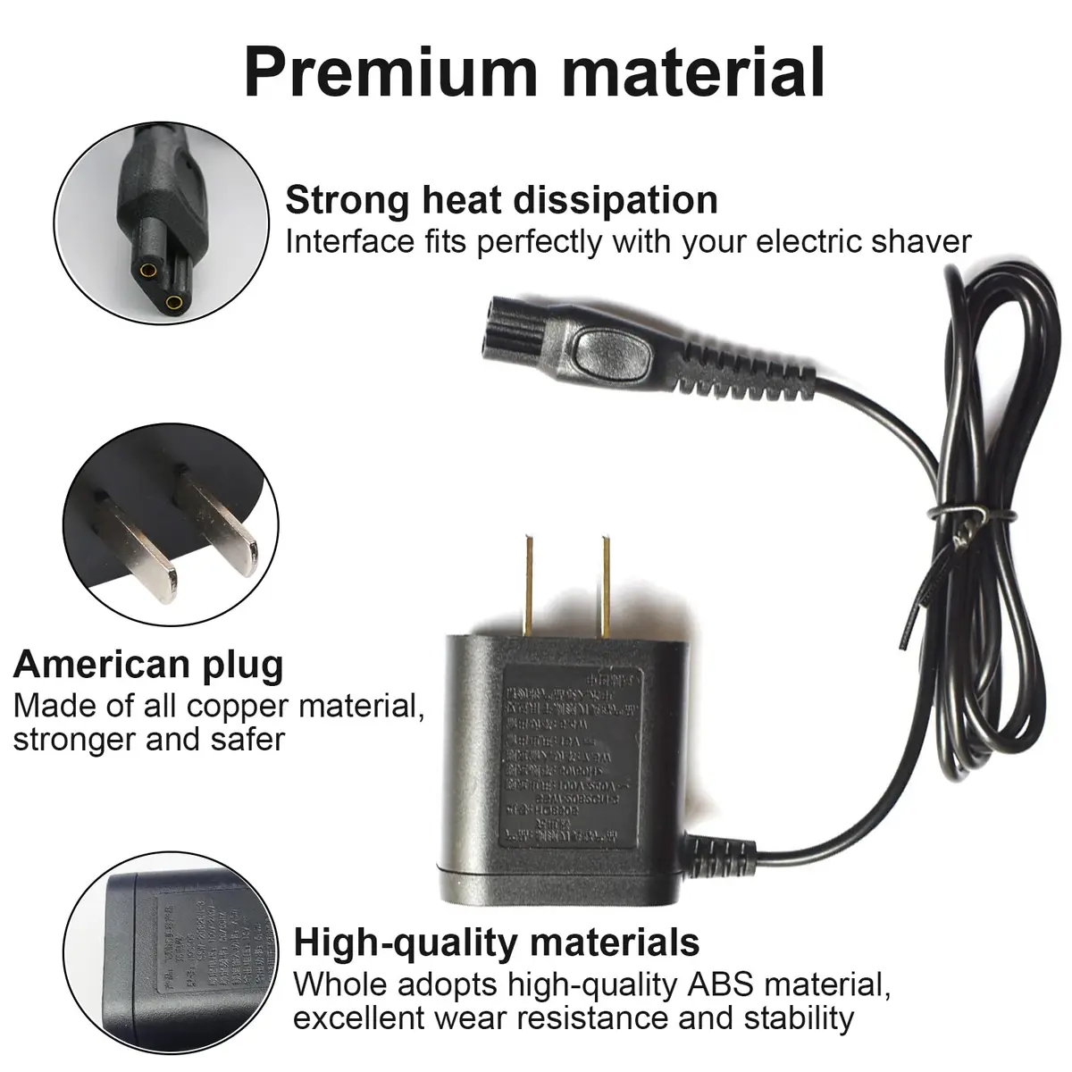 LinMei 15V Shaver Charger Cord 1.37m (4.5ft) | Compatible with Philips Norelco Shavers - view 6