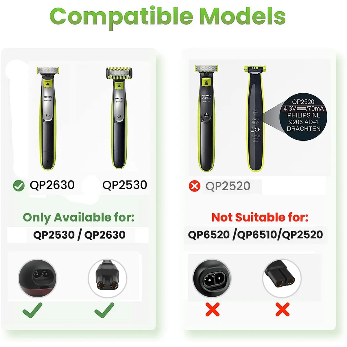 LinMei 15V Shaver Charger Cord 1.37m (4.5ft) | Compatible with Philips Norelco Shavers - view 2