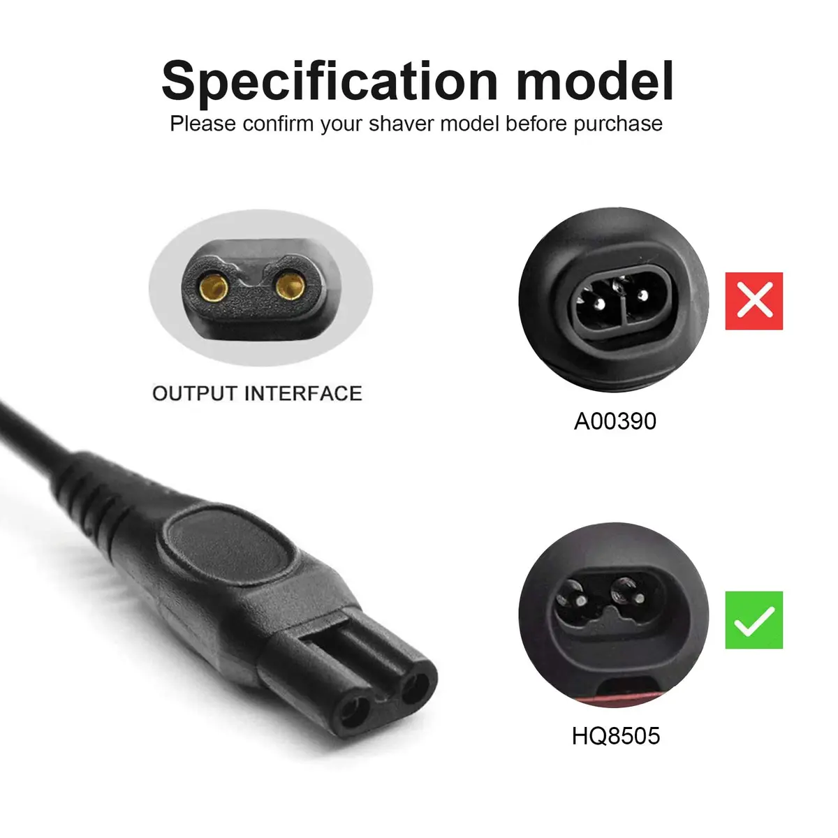 LinMei 15V Shaver Charger Cord 1.37m (4.5ft) | Compatible with Philips Norelco Shavers - view 3