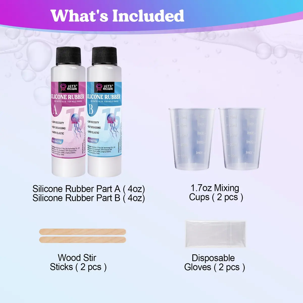 LET'S RESIN 8oz Silicone Mold Making Kit, Fast Cure Liquid Silicone Rubber - view 2