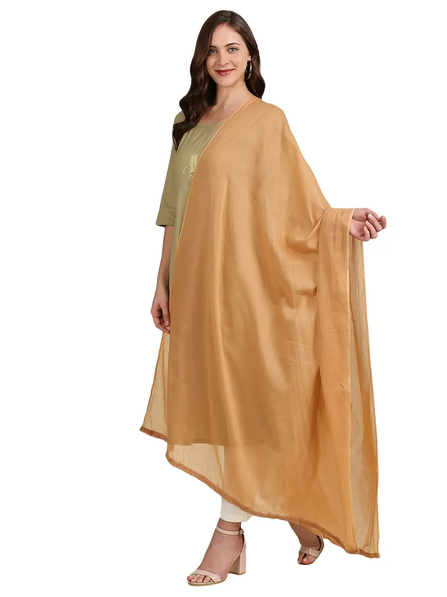 DUPATTA BAZAAR Women's Pure Cotton Dupatta Free Beige | Lightweight, Soft & Elegant - main product image