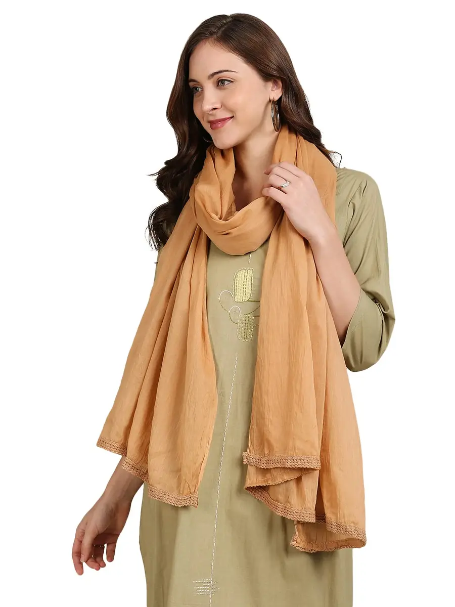 DUPATTA BAZAAR Women's Pure Cotton Dupatta Free Beige | Lightweight, Soft & Elegant - view 4