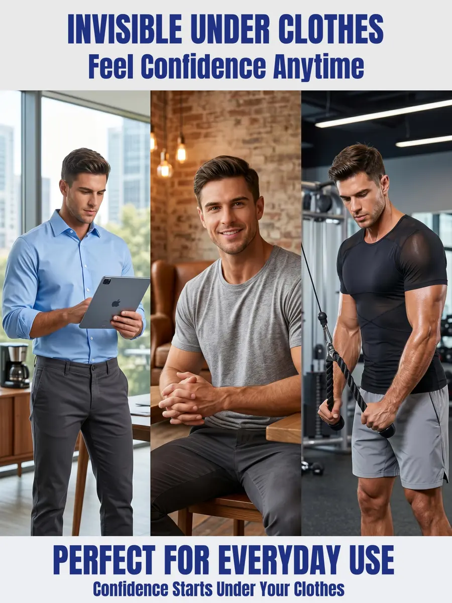 ISUP Mens Gynecomastia Compression Shirt Short Sleeve | Slimming Body Shaper Abdomen Tank - view 8