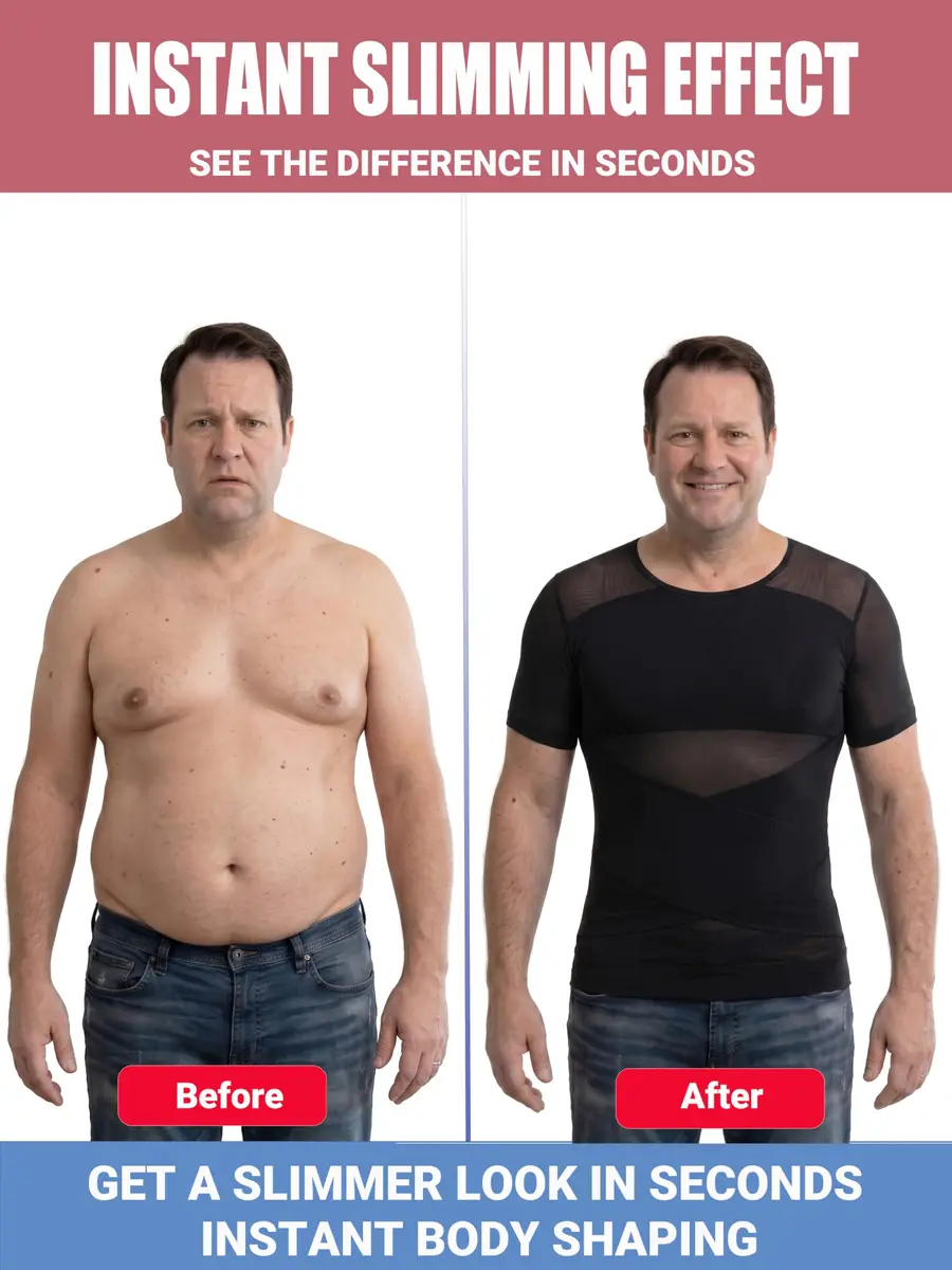 ISUP Mens Gynecomastia Compression Shirt Short Sleeve | Slimming Body Shaper Abdomen Tank - view 4