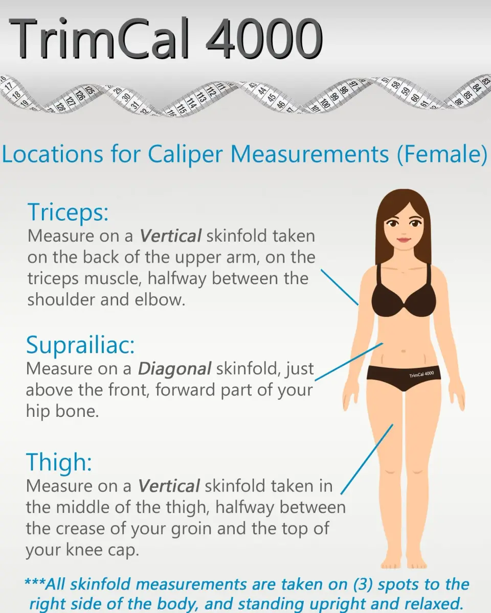TrimCal 4000 Body Fat Caliper with Measure Tape & Fat% Chart | FDA Approved Medical Grade Device - view 5