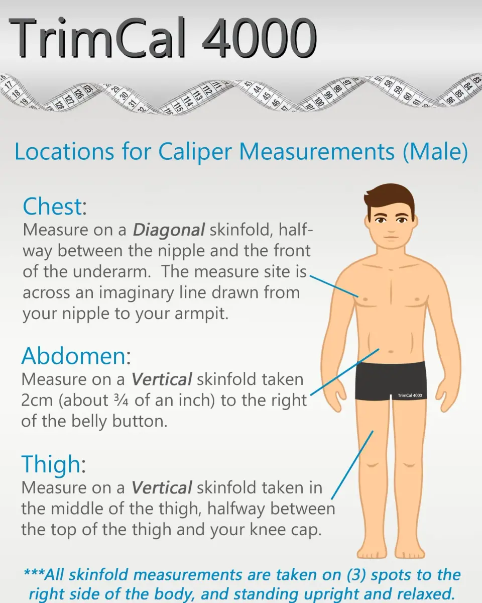 TrimCal 4000 Body Fat Caliper with Measure Tape & Fat% Chart | FDA Approved Medical Grade Device - view 6