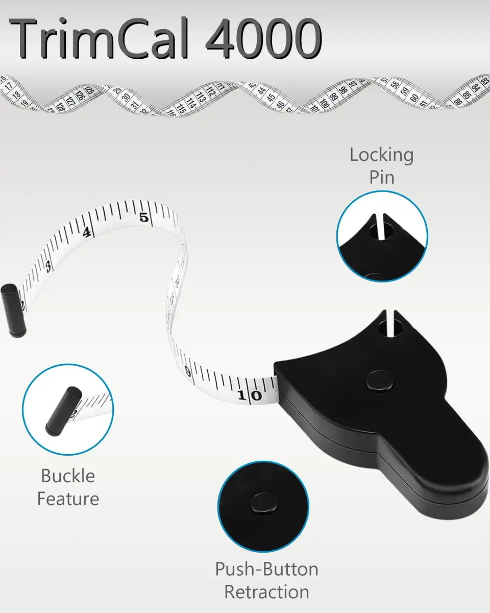 TrimCal 4000 Body Fat Caliper with Measure Tape & Fat% Chart | FDA Approved Medical Grade Device - view 4