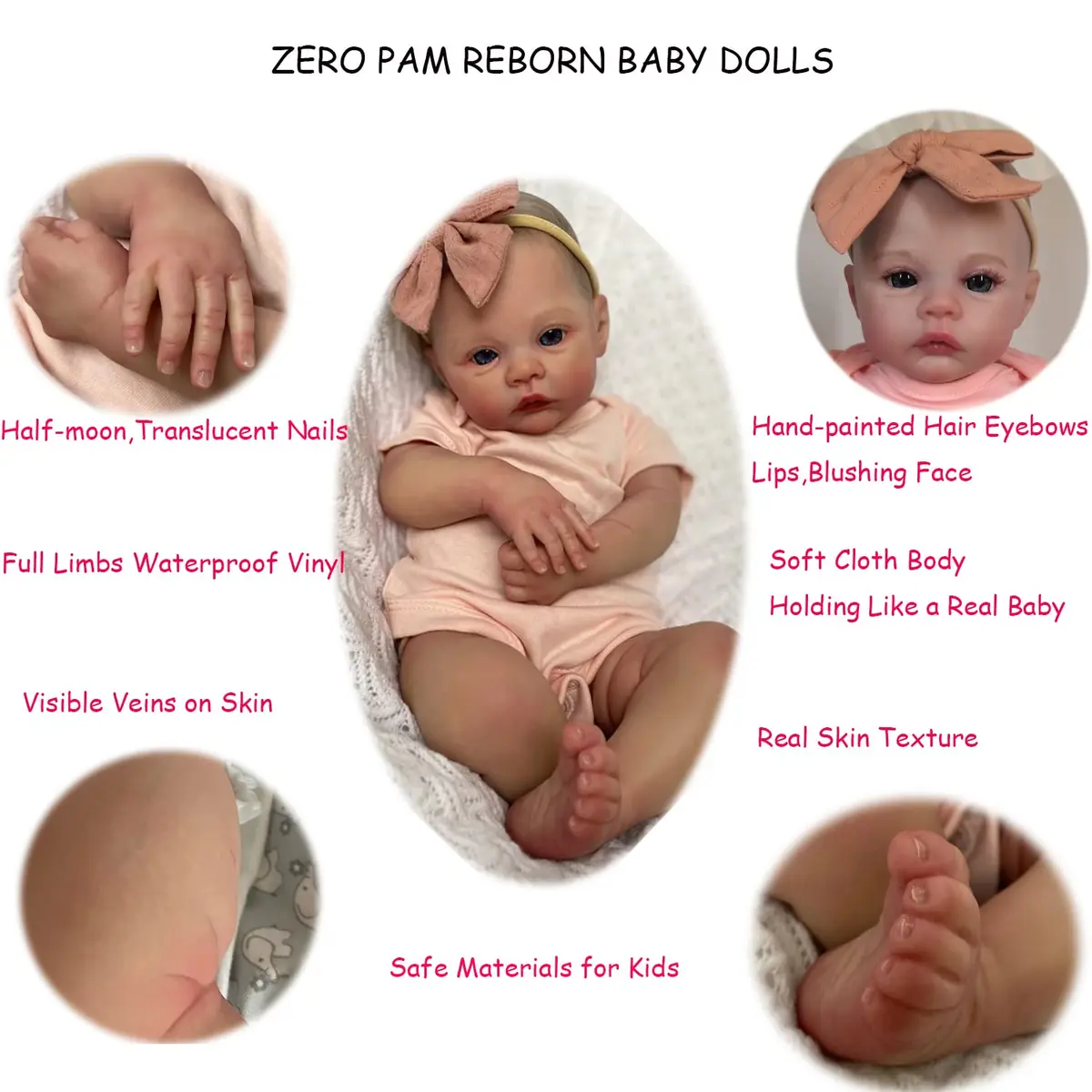 Zero Pam 19 inch Realistic Reborn Baby Doll Girl | Lifelike Soft Silicone Vinyl Handmade Weighted Toddler Toy - view 2