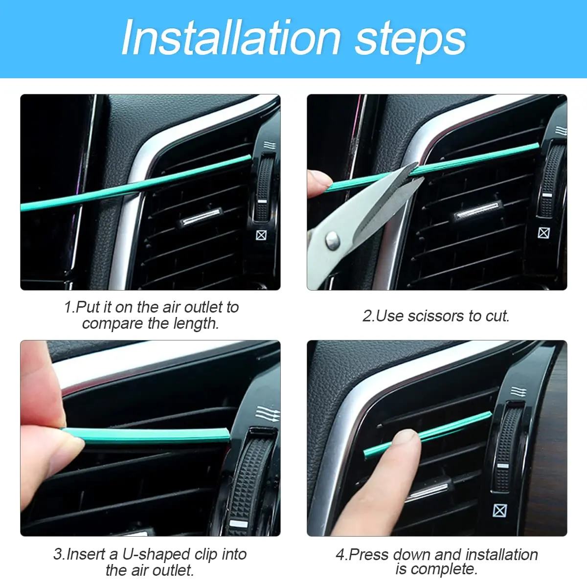 8sanlione Pink 20PCS Waterproof Bendable Car Air Vent Trim Strips | Easy DIY Fit & Stylish Decor - view 5