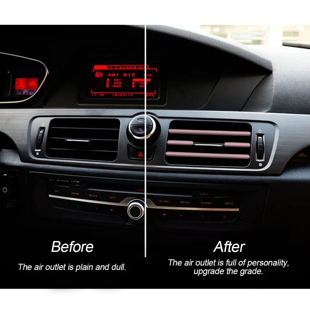 8sanlione Pink 20PCS Waterproof Bendable Car Air Vent Trim Strips | Easy DIY Fit & Stylish Decor - view 6