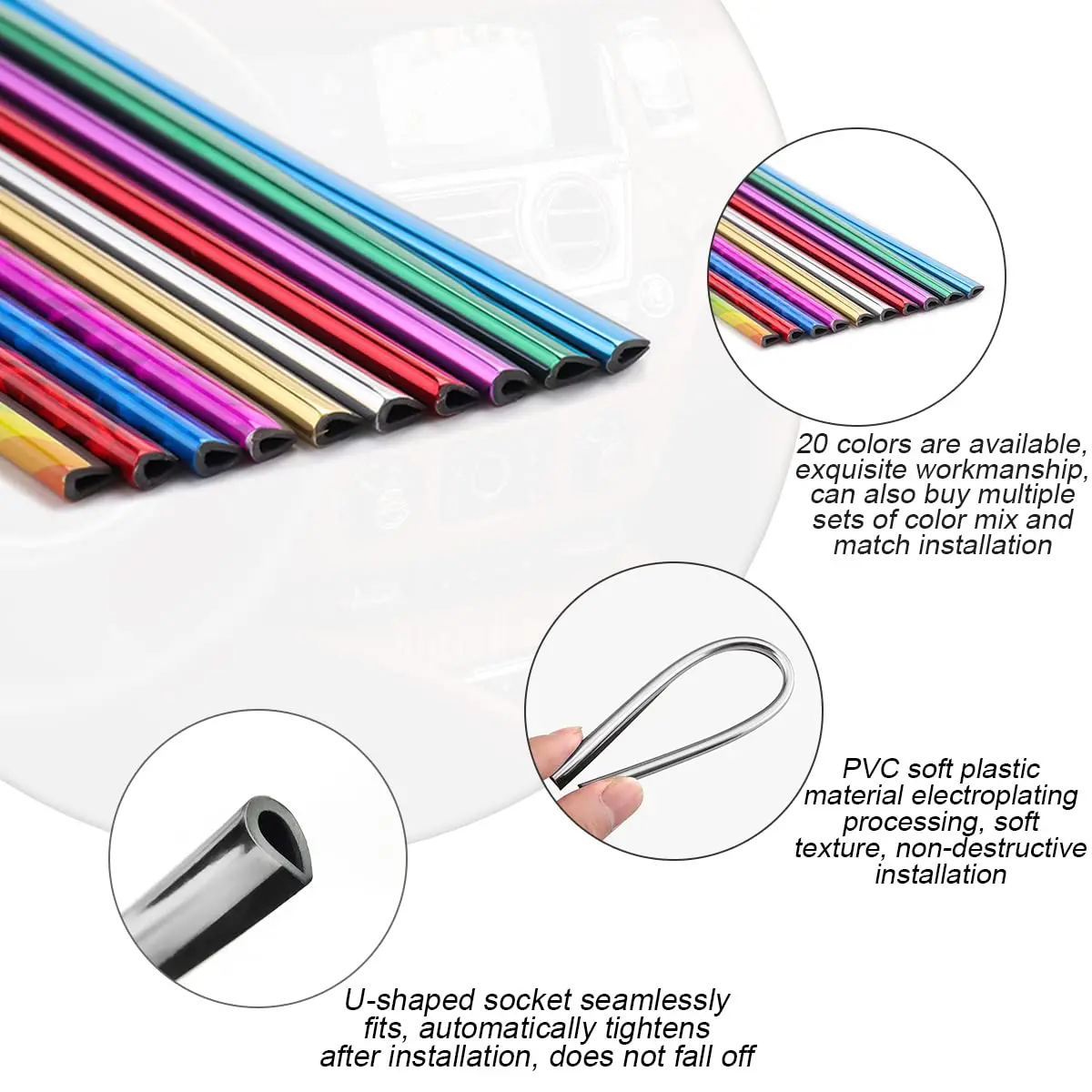 8sanlione Pink 20PCS Waterproof Bendable Car Air Vent Trim Strips | Easy DIY Fit & Stylish Decor - view 3