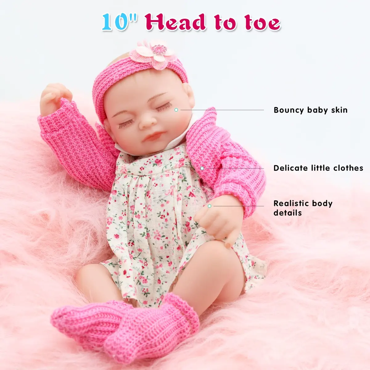 JRLCGYP 10 Inch Reborn Baby Doll Full Silicone Vinyl Girl | Realistic Newborn Toy for Kids 3+ - view 2