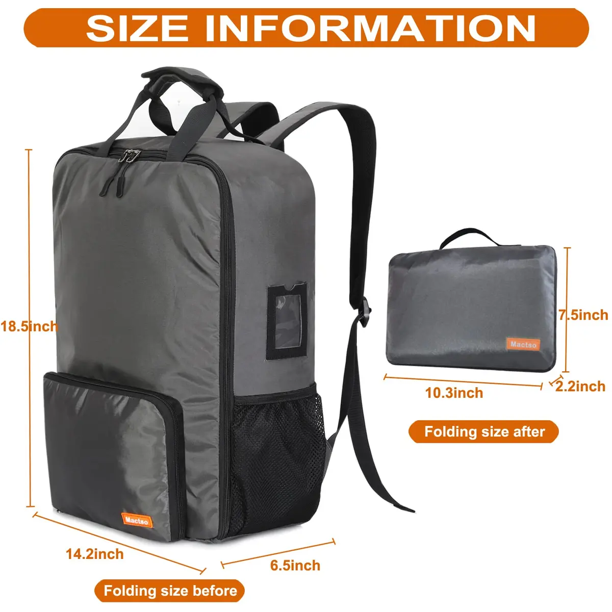 Mactso Stroller Travel Bag Compatible with GB Pockit & Pockit Plus | Water-Resistant Nylon, Lightweight, Fits All Terrain Strollers - view 5