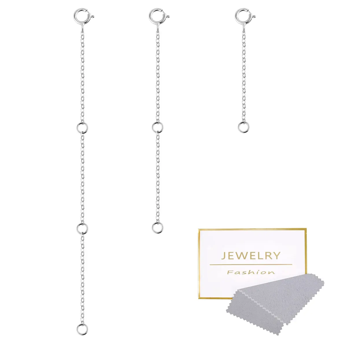 ASH'S CHOICE Necklace Extenders Gold Chain Extenders 2,4,6 Inches (3-Pack) | 14K Gold Plated Brass with Lobster Clasp - view 2