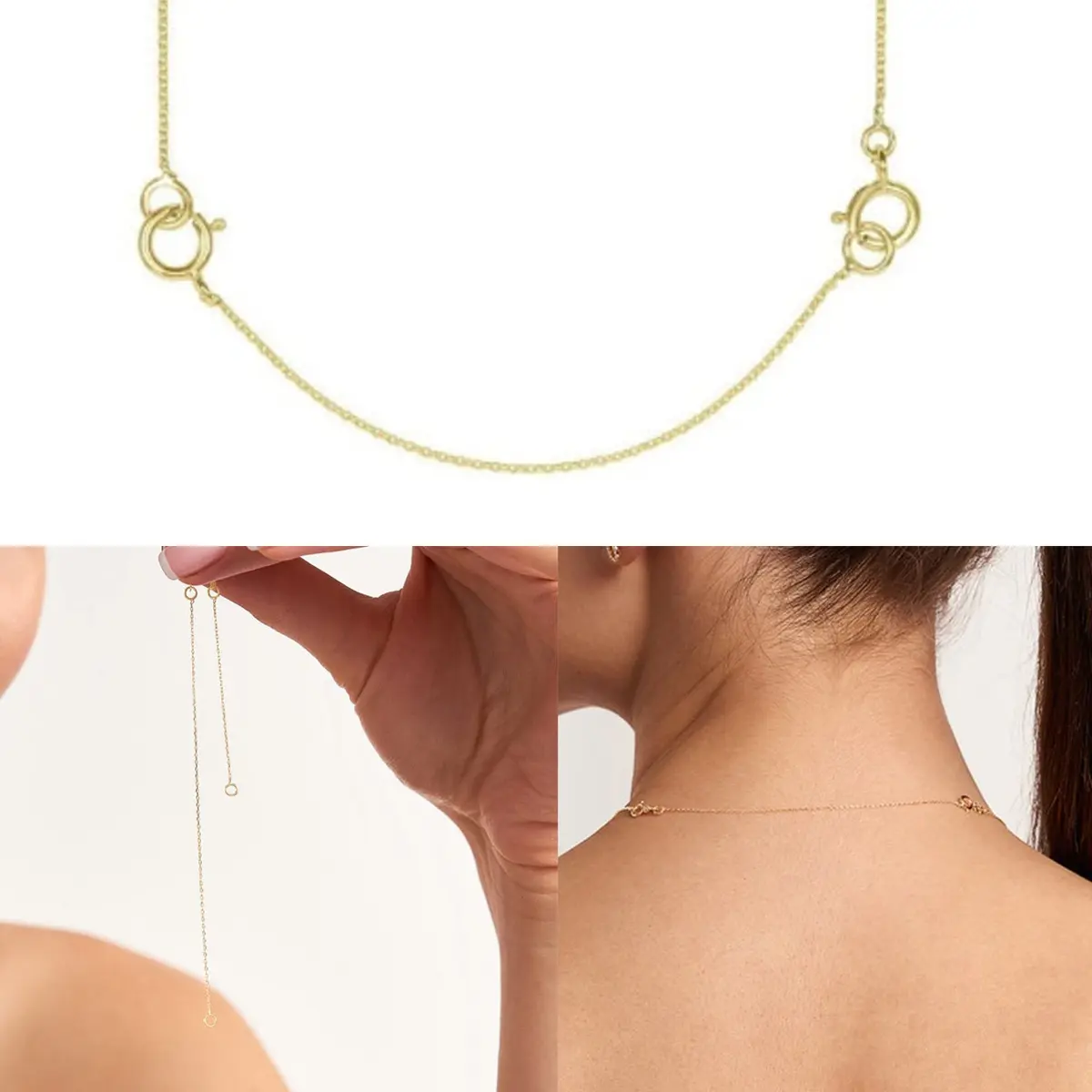 ASH'S CHOICE 14K Gold Plated Brass Necklace Extenders with Lobster Clasp, 3-Piece Set (2, 4, 6 Inches) - view 5